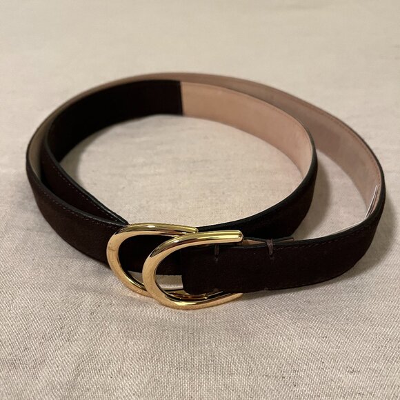 Todd Snyder Brown Leather Belt with Gold Buckle - Picture 1 of 3
